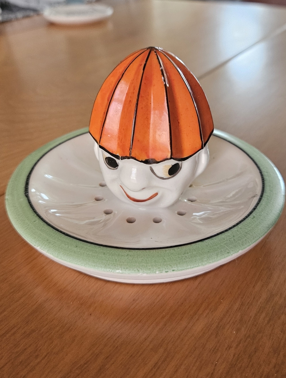 EUC Vintage Art Deco Ceramic Clown Head Citrus Juicer Reamer Japan